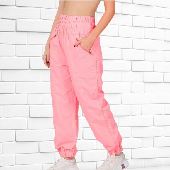 Zenana Pink High-rise Active Jogging Pants - Picture 1 of 4